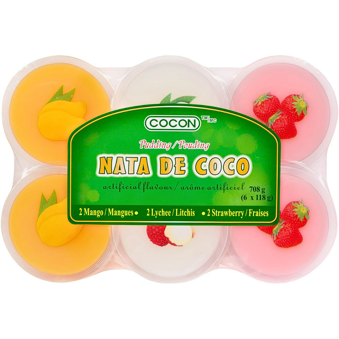 COCON ASSORTED NATA DE COCO PUDDING CUPS 118g