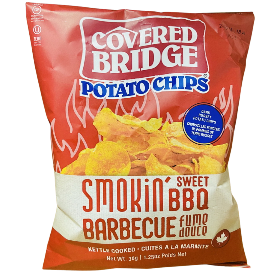 COVERED BRIDGE SMOKIN' SWEET BBQ CHIPS 36g