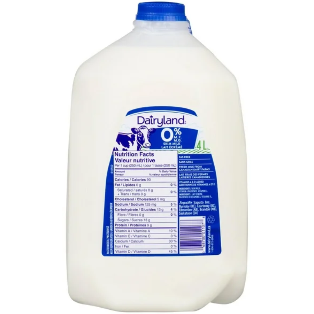 DAIRYLAND SKIM MILK 4L – Canteen Canada