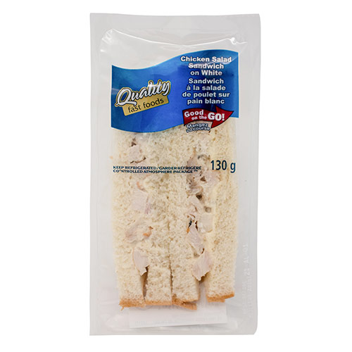 QUALITY FAST FOODS CHICKEN SALAD SANDWICH ON WHITE 130g