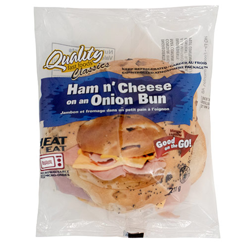 QUALITY FAST FOODS HAM & CHEESE ONION BUN 211g