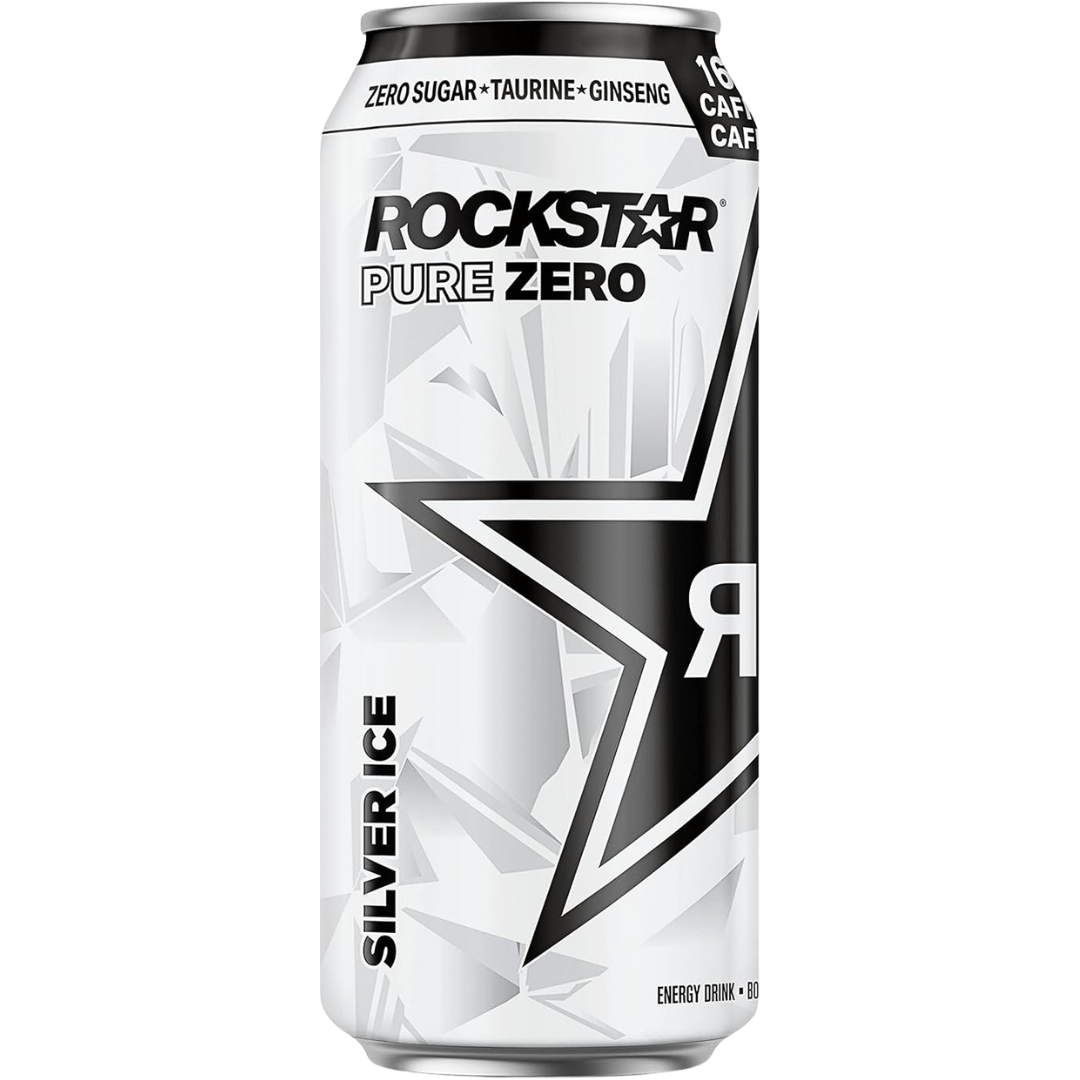 ROCKSTAR PURE ZERO SILVER ICE ENERGY DRINK 473mL