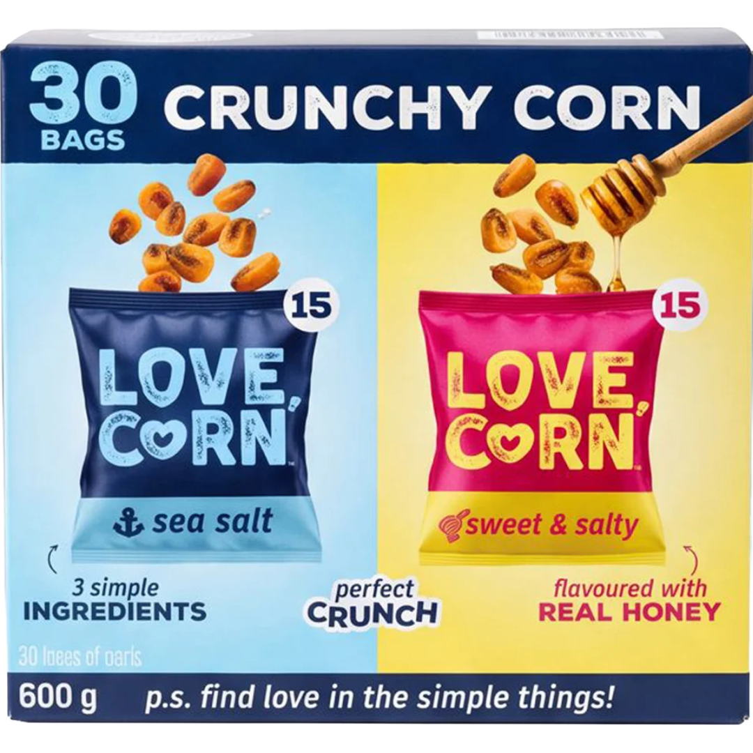 LOVE CORN 2 FLAVOUR VARIETY PACK 20 g – 30 COUNT
